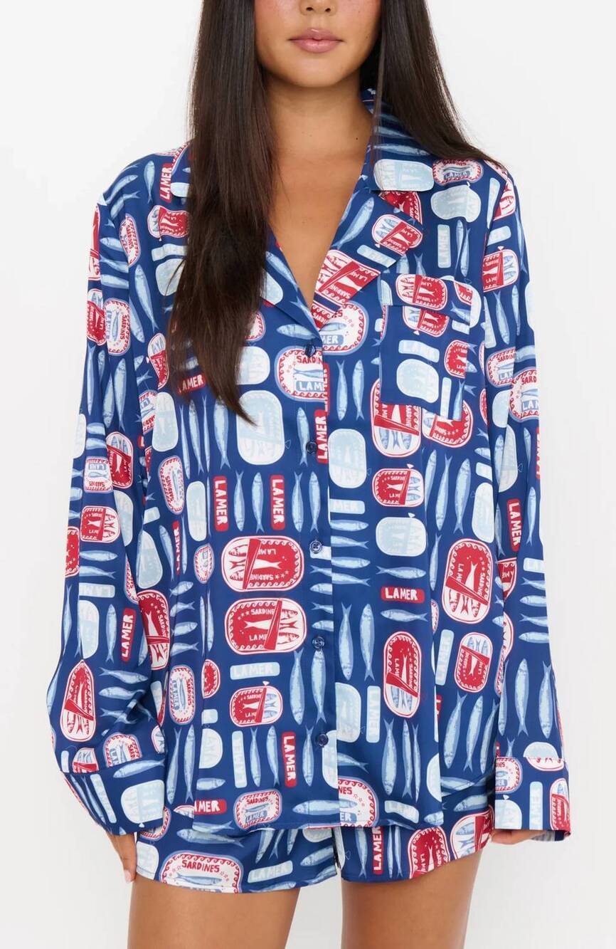 NEW SHOW ME YOUR MUMU beauty sleep pajama set in navy salty sardines